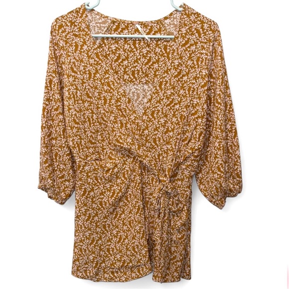 Free People French Quarter Mini Dress Mustard Floral V Neck Faux
Wrap Boho XS - Picture 2 of 9